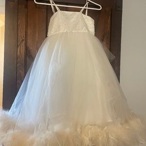 Feather Flower Girl Dress
